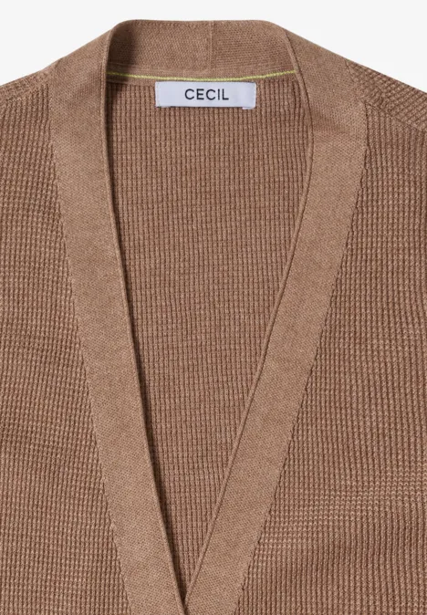Beiger Strickcardigan mit V-Ausschnitt und CECIL-Label