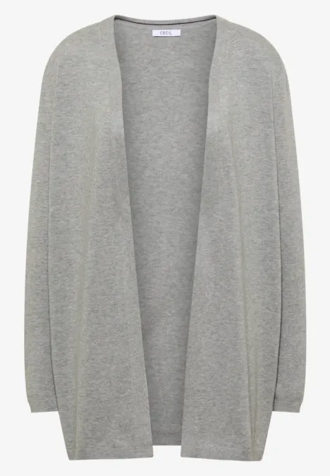 Lang, openvallend vest mineral grey melange Grau melierter, offener Cardigan mit langen Ärmeln und lockerem Schnitt