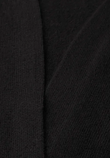 Lang vest met losse pasvorm Black Schwarzer Stoff mit feinem Strickmuster