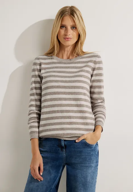 Cosy Streifenpullover taupe melange Cosy Streifenpullover taupe melange