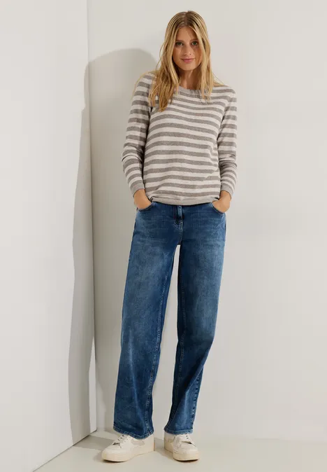 Cosy Streifenpullover taupe melange Cosy Streifenpullover taupe melange