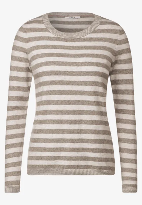 Cosy Streifenpullover taupe melange Cosy Streifenpullover taupe melange