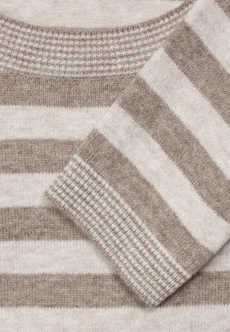 Cosy Streifenpullover taupe melange Cosy Streifenpullover taupe melange