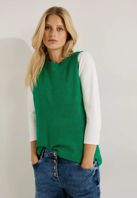 Cosy gebreide slipover bright green melange