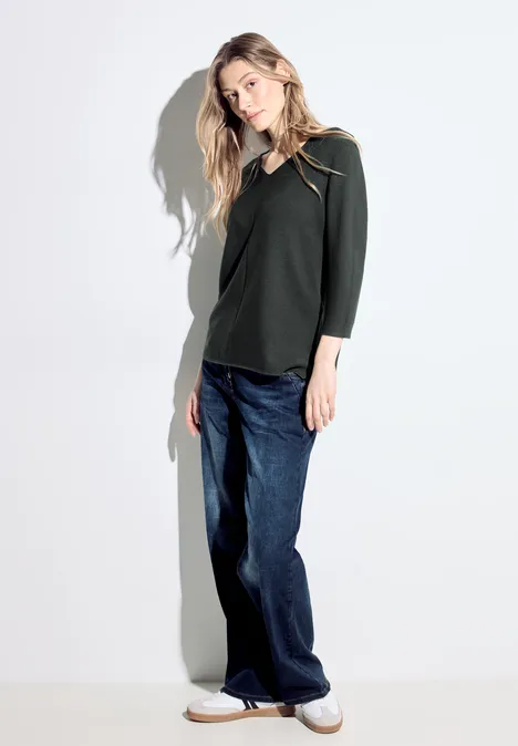 Pullover mit V-Ausschnitt strong khaki Pullover mit V-Ausschnitt strong khaki