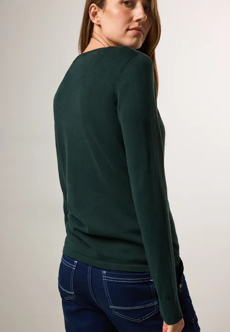Pull en maille fine fir green