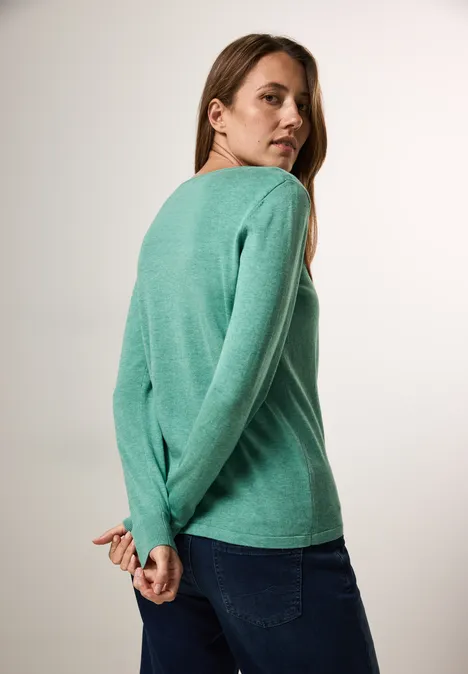 Pull en maille fine adriatic green melange