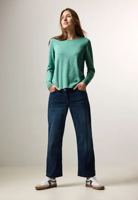 Pull en maille fine adriatic green melange