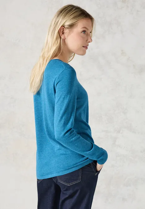 Pull en maille fine aqua melange