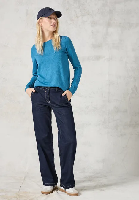 Pull en maille fine aqua melange