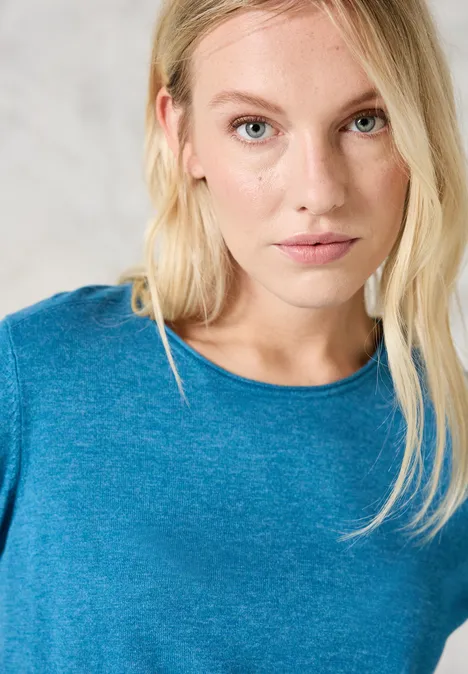 Pull en maille fine aqua melange