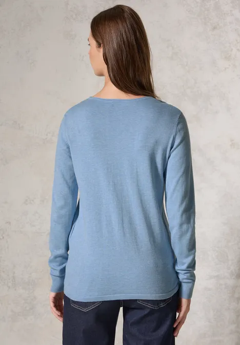 Pull en maille fine whisper blue melange
