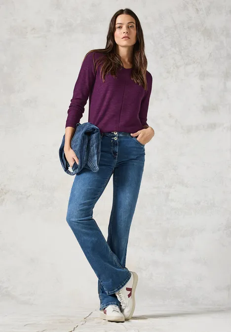 Trui met structuurmix heather berry melange