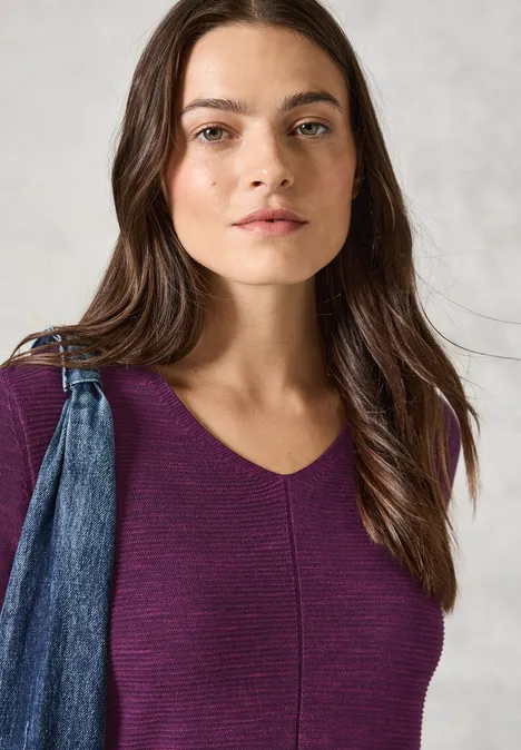 Trui met structuurmix heather berry melange