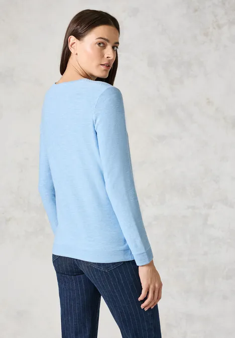 Strukturmix-Pullover heather tranquil blue melange