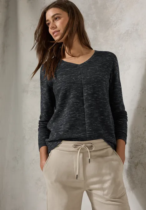 Strukturmix-Pullover heather deep charcoal grey mel Strukturmix-Pullover heather deep charcoal grey mel