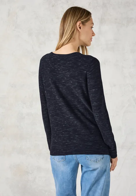 Strukturpullover heather night sky blue melange