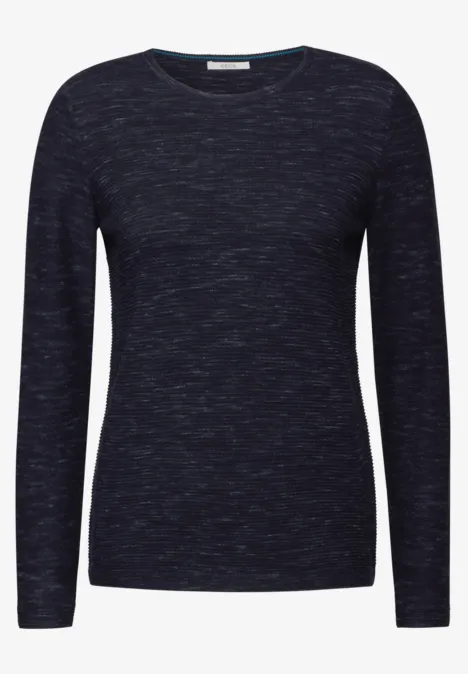 Strukturpullover heather night sky blue melange