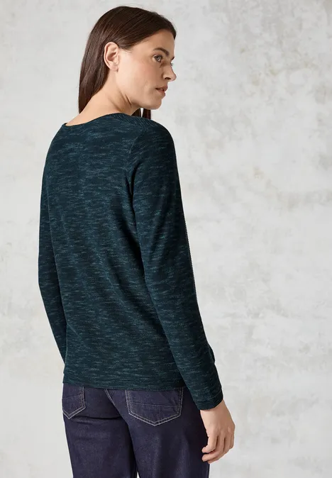 Strukturpullover heather fir green melange