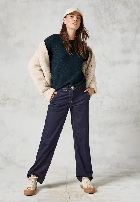 Strukturpullover heather fir green melange