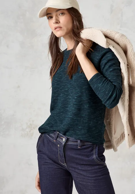 Strukturpullover heather fir green melange