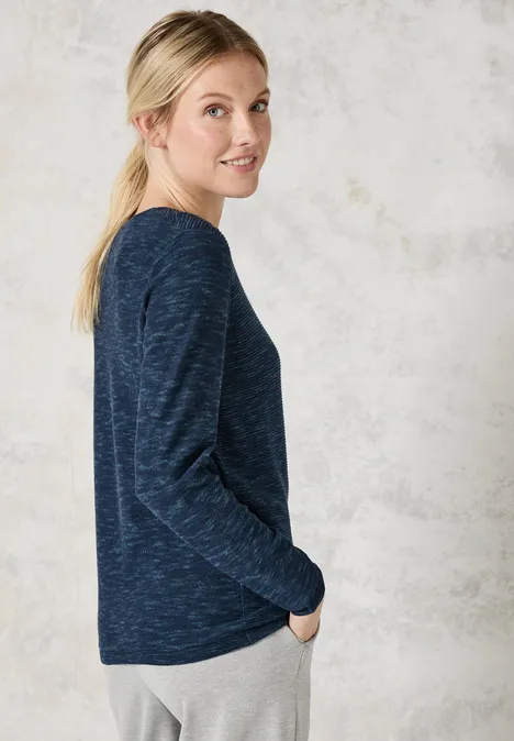 Strukturpullover heather petrol melange
