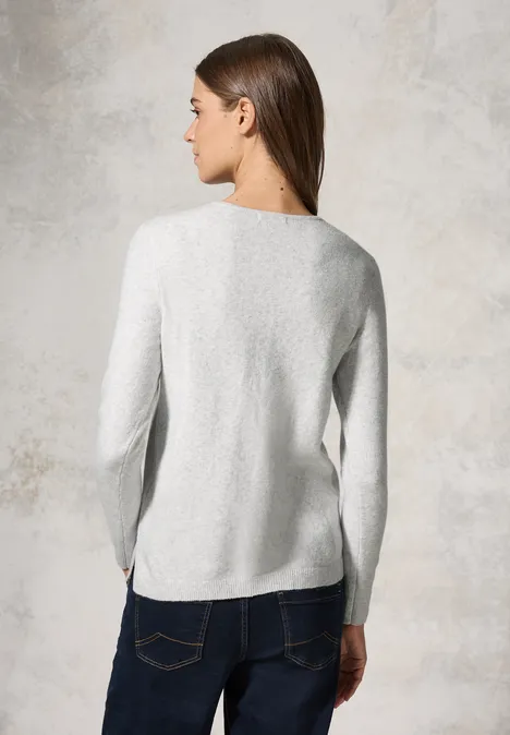 Kuscheliger V-Neck Pullover soft silver melange