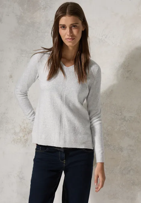 Kuscheliger V-Neck Pullover soft silver melange