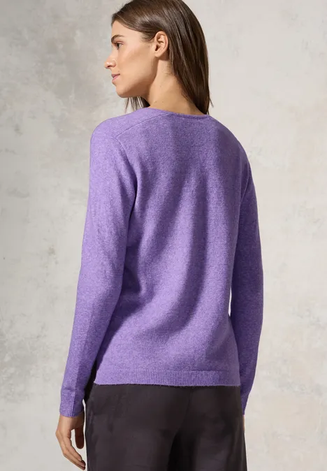 Kuscheliger V-Neck Pullover wild lilac melange