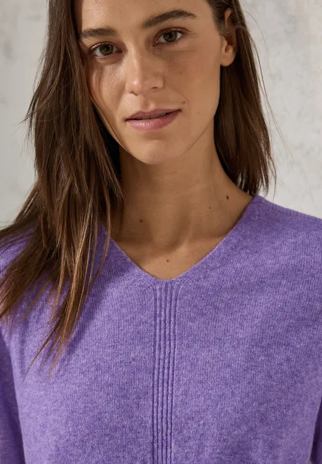 Kuscheliger V-Neck Pullover wild lilac melange