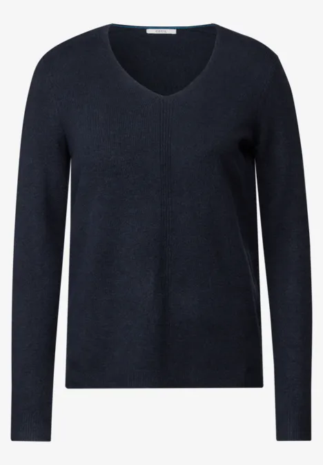 Kuscheliger V-Neck Pullover deep petrol melange