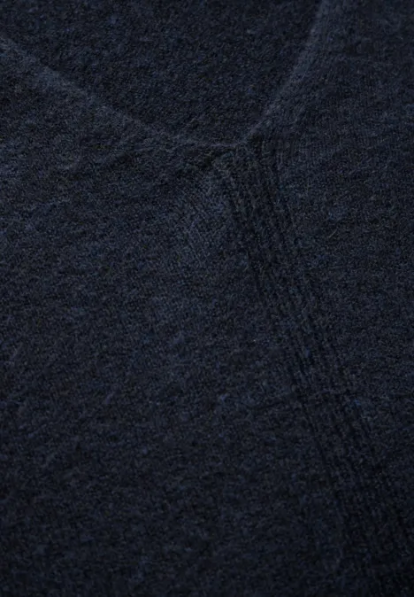 Kuscheliger V-Neck Pullover deep petrol melange