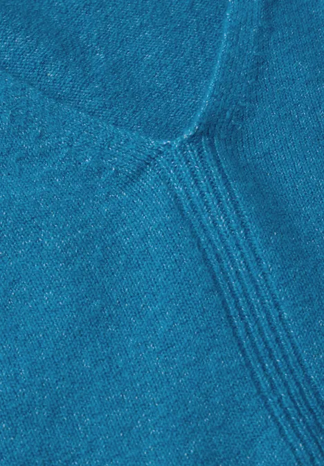 Kuscheliger V-Neck Pullover dynamic aqua melange