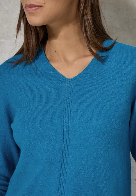 Kuscheliger V-Neck Pullover dynamic aqua melange