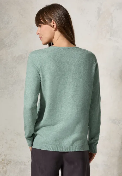 Kuscheliger V-Neck Pullover iced salvia green melange