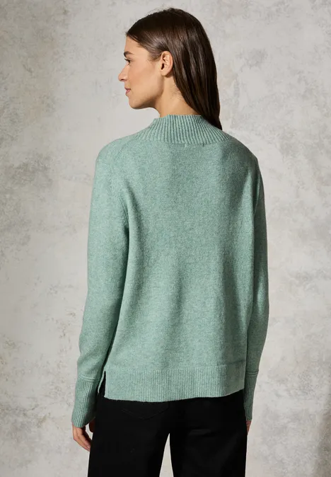 Pullover mit Stehkragen iced salvia green melange