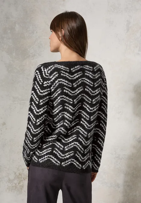 Kuscheliger Jaquard Pullover Black