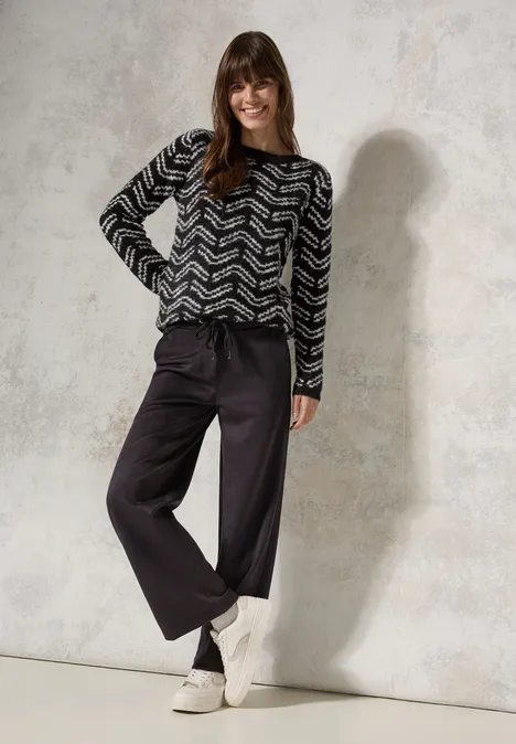 Kuscheliger Jaquard Pullover Black