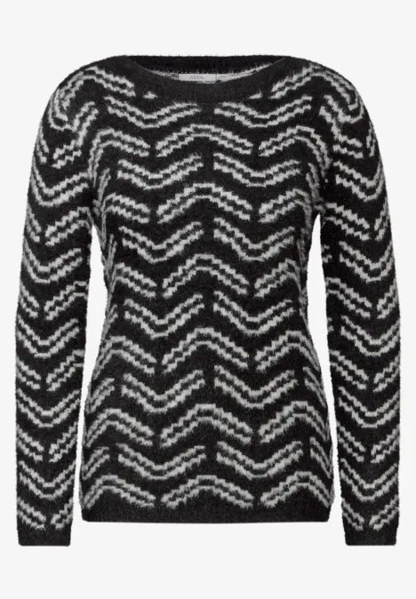 Kuscheliger Jaquard Pullover Black