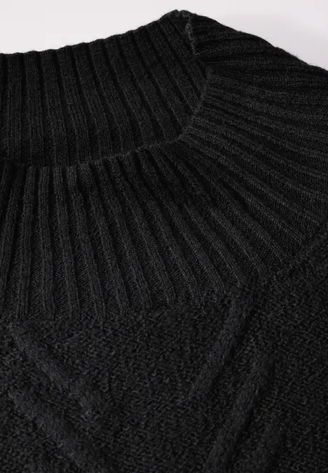Jaquard Pullover in Unifarbe Black