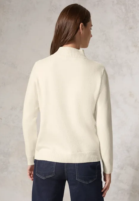 Jaquard Pullover in Unifarbe birch white