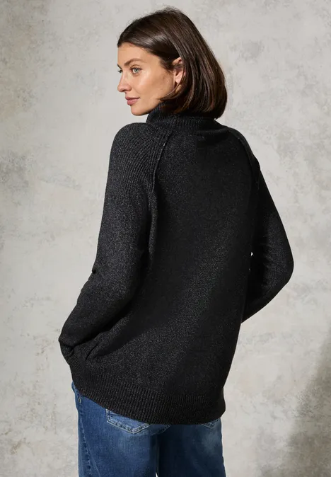 Rollkragenpullover black melange Rollkragenpullover black melange