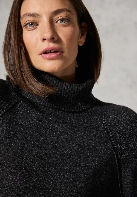 Rollkragenpullover black melange Rollkragenpullover black melange