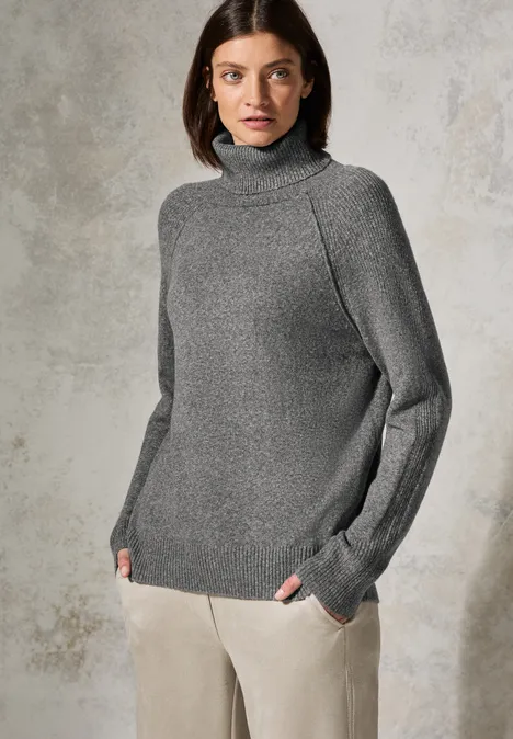 Rollkragenpullover flint grey melange
