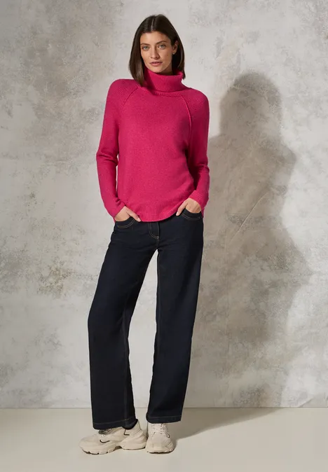 Rollkragenpullover barberry red melange