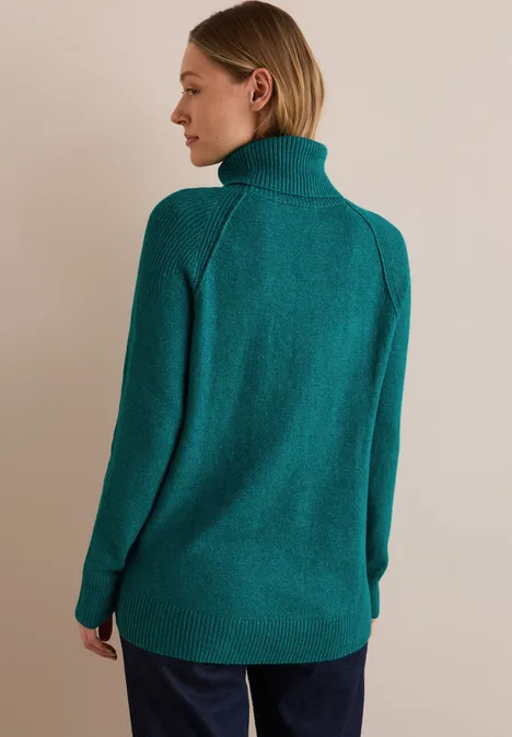 Rollkragenpullover petrol green melange