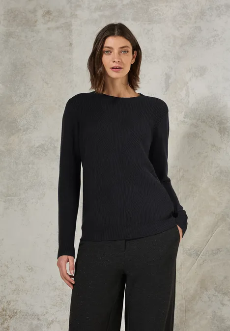 Softer Strukturpullover Black