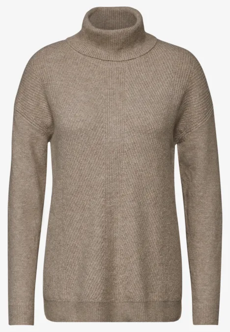 Pullover mit Rollkragen dark taupe melange