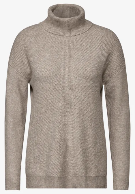 Pullover mit Rollkragen milky caramel melange