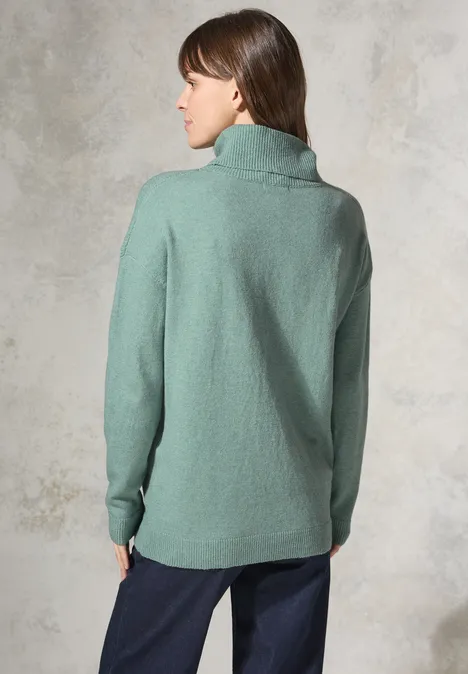 Pullover mit Rollkragen iced salvia green melange